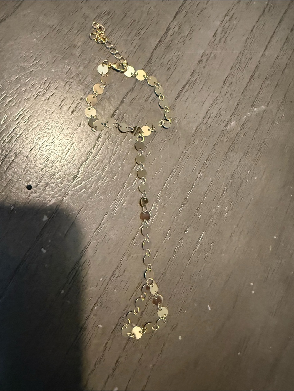 Delicate Gold-Tone Disc Chain Hand Bracelet